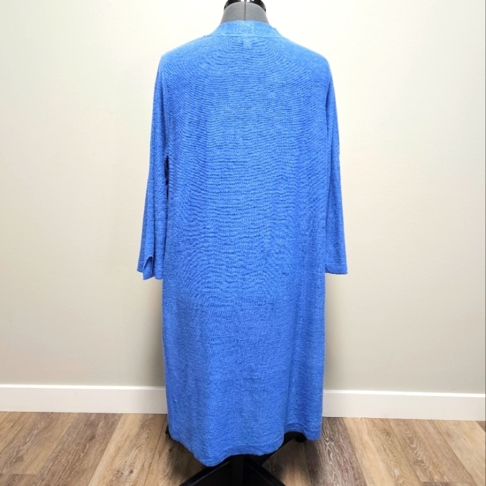 J. Jill Linen Blend Knit V Neck Long Sleeve Dress Robin Egg Blue Women's Large - Picture 3 of 10